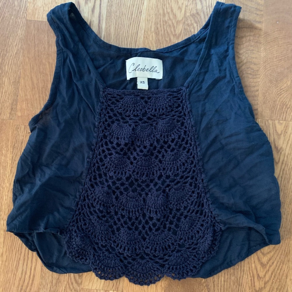 Cloebella scalloped crochet cropped top cover up xsmall small
